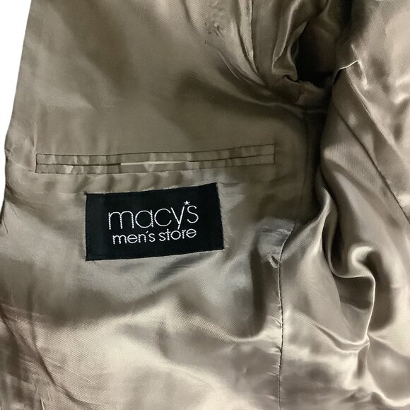 Kasper Men's Khaki Tan Wool Suit Jacket & Pants 2-Piece Set 46L Pure Virgin Wool - Picture 6 of 16